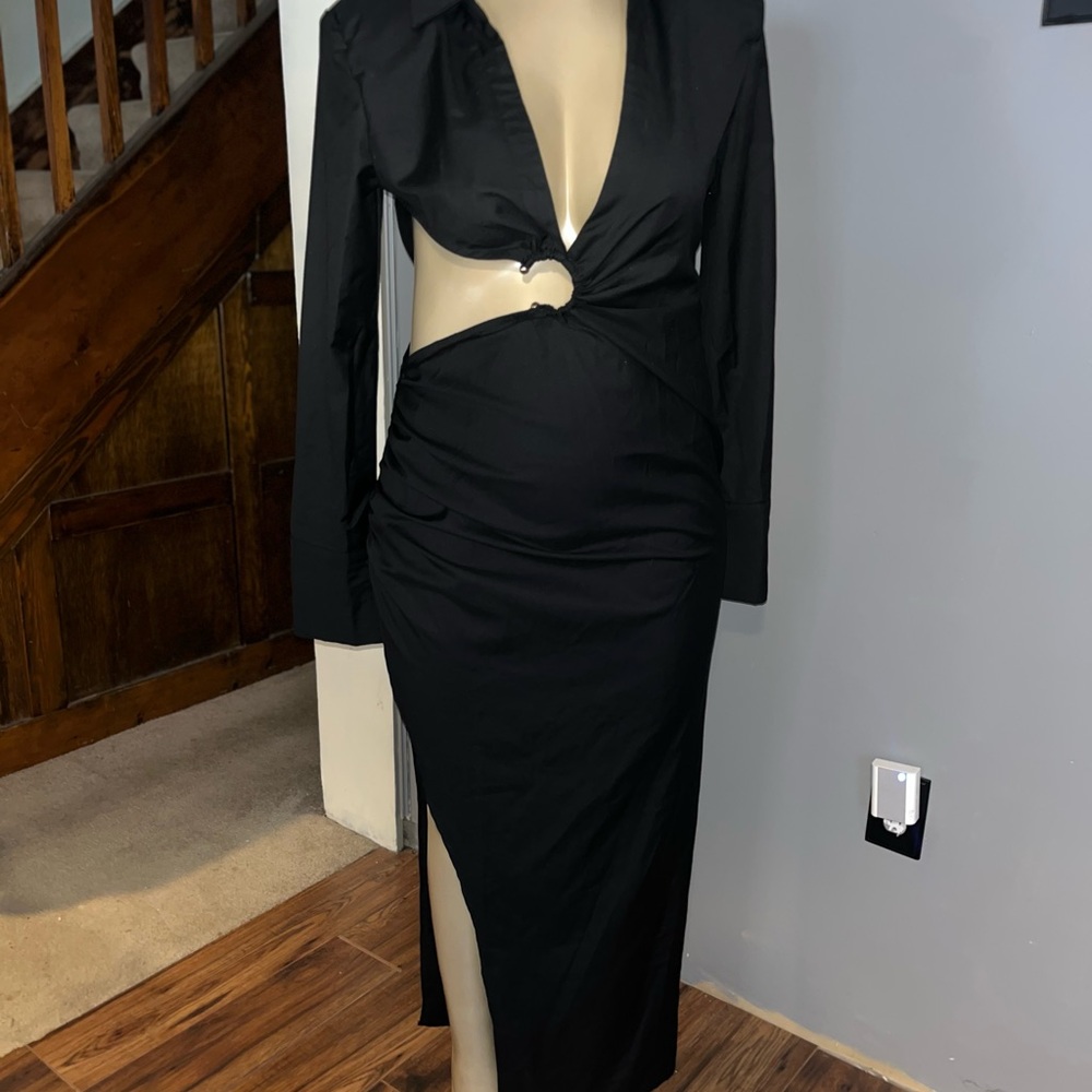 PLT Label long sleeve cut out dress w/slit - 12